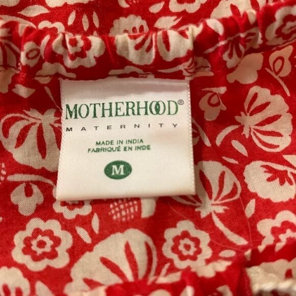 ‎Motherhood Maternity red/tan floral Cottagecore on/off shoulder top - M - Picture 9 of 9